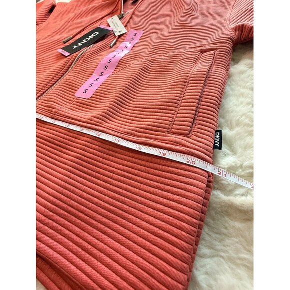 NWT DKNY zip up jacket coral S/M hooded long sleeve - Picture 5 of 8